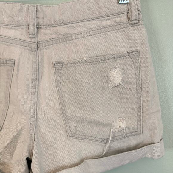 All Saints Jean Mom Shorts Womens 28 Gray Denim Distressed Wash Cuffed Casual - Picture 5 of 7
